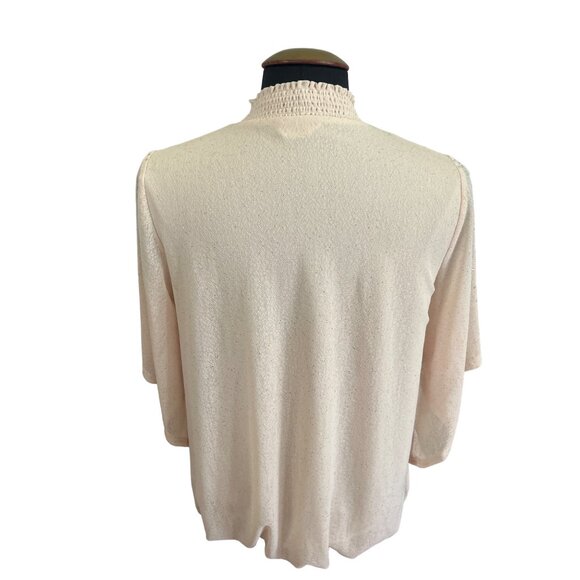 Vintage-Inspired Ember Gold Sparkle Studded Champagne High Neck Blouse M - Picture 5 of 11